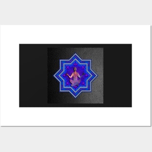 Yoga Zen Lotus Mandala Design Beautiful Purple & Blue Graphic Meditation Posters and Art